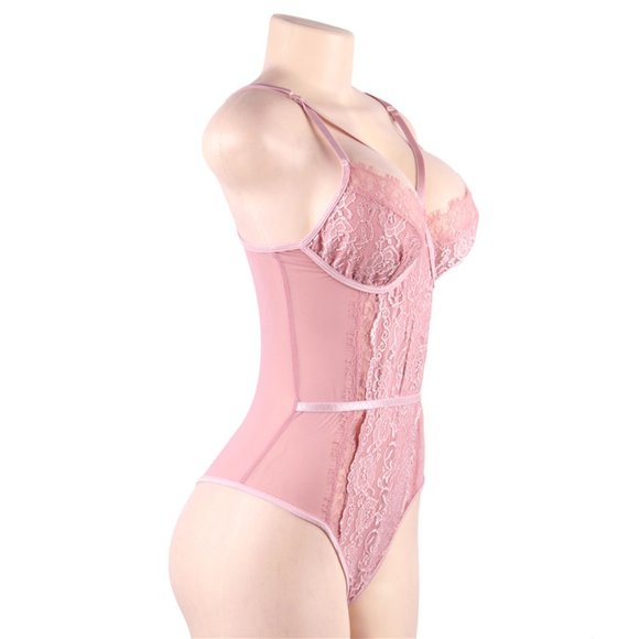 Lace Bodysuit with Openable Crotch without Underwire - Picture 9 of 9